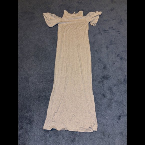 Beeson River Women's Gray Short Sleeve Cold Shoulder Maxi T-Shirt Dress Small - Picture 4 of 4